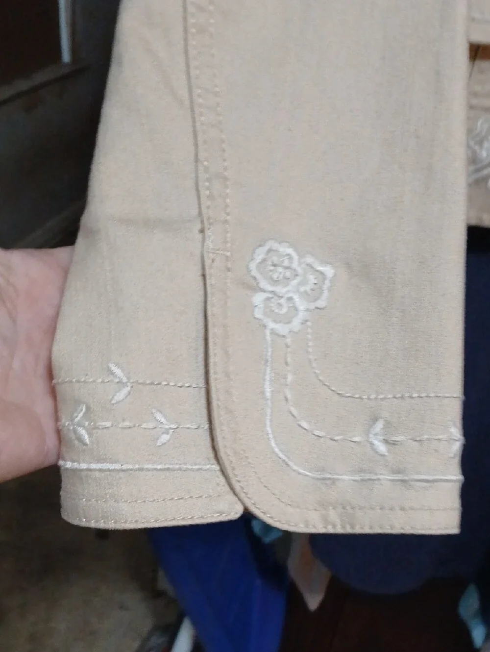 Cream Embroidered Women's Blazer,szM